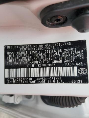 4T1BF1FK2HU689982 Toyota CAMRY LE