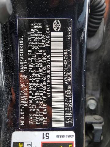 4T1B11HK6JU036136 Toyota CAMRY L