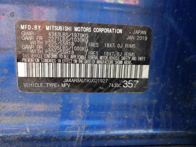 JA4AR3AU1KU021927 Mitsubishi Outlander Sport Es
