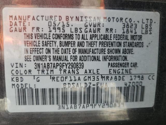 3N1AB7AP9FY290839 Nissan SENTRA S