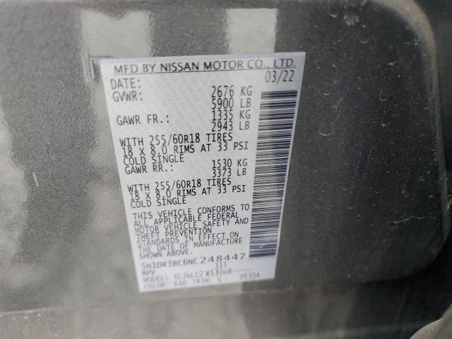 5N1DR3BC6NC248447 Nissan Pathfinder Sv