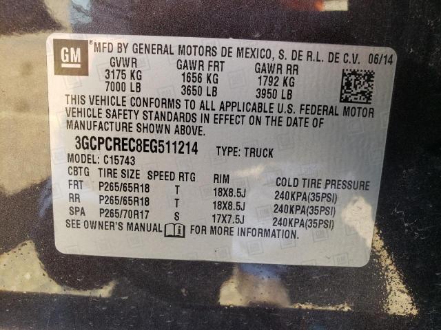 3GCPCREC8EG511214 Chevrolet Silverado C1500 Lt