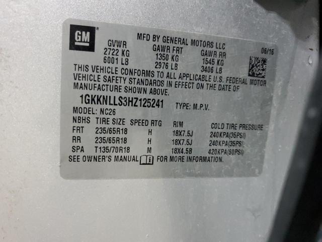 1GKKNLLS3HZ125241 GMC ACADIA SLE