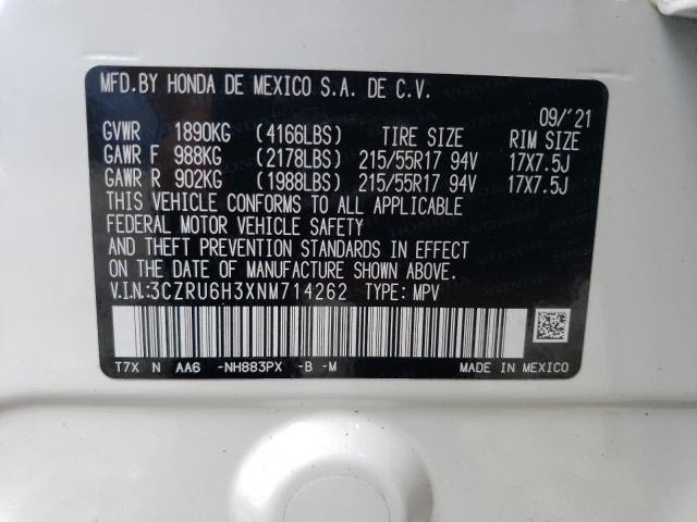 3CZRU6H3XNM714262 Honda HR-V LX