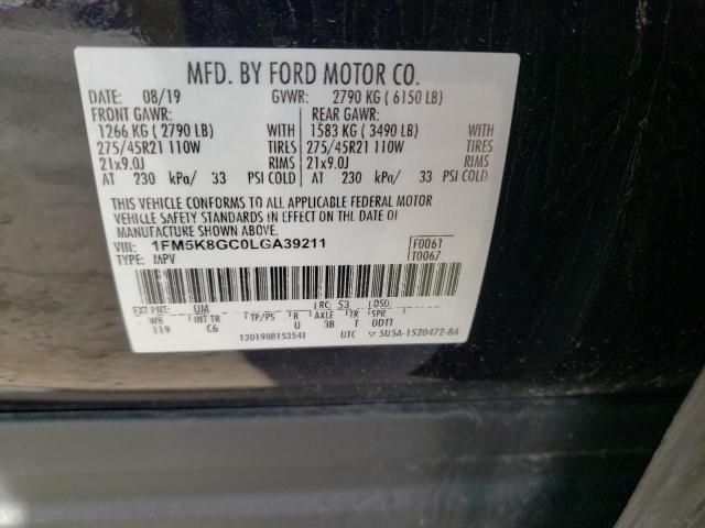 1FM5K8GC0LGA39211 Ford Explorer St