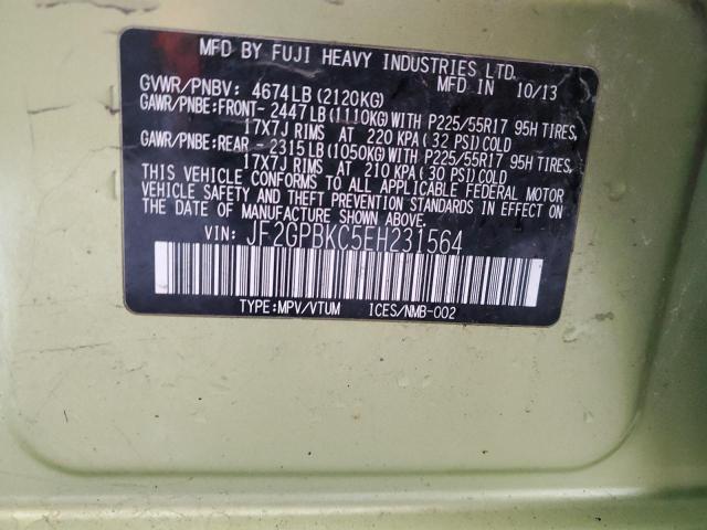 JF2GPBKC5EH231564 Subaru Xv Crosstrek 2.0i Hybrid Touring