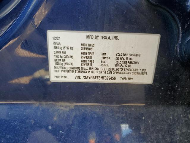 7SAYGAEE3NF329456 Tesla Model Y