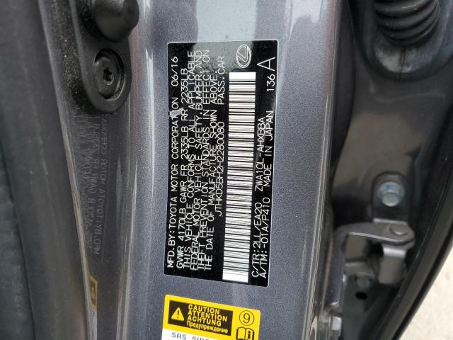 JTHKD5BH2H2280080 Lexus CT 200