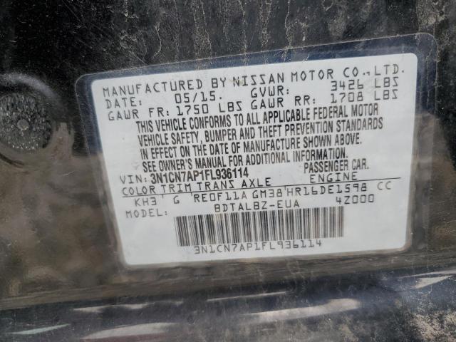 3N1CN7AP1FL936114 Nissan VERSA S