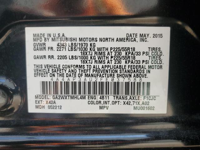 4A4AP3AU2FE037588 Mitsubishi Outlander Sport Es