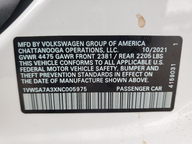 1VWSA7A3XNC005975 Volkswagen PASSAT SE
