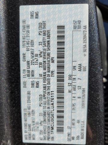 1FMCU0G67LUA76111 Ford ESCAPE SE
