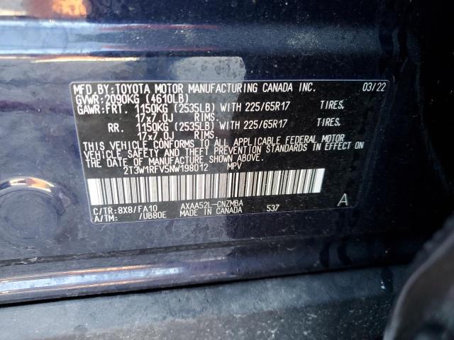 2T3W1RFV5NW198012 Toyota Rav4 Xle