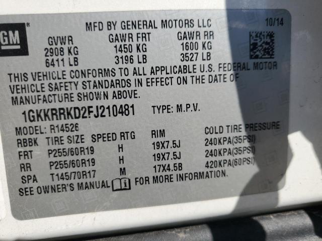 1GKKRRKD2FJ210481 GMC Acadia Slt-1