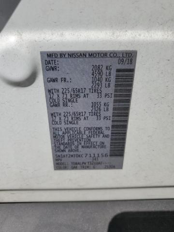5N1AT2MT0KC711156 Nissan ROGUE S