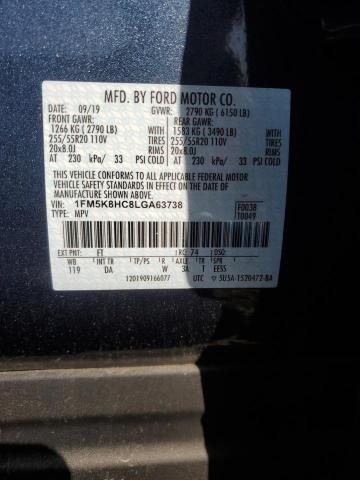 1FM5K8HC8LGA63738 Ford Explorer Platinum