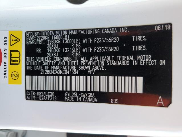 2T2BGMCAXKC041594 Lexus Rx 450h Base