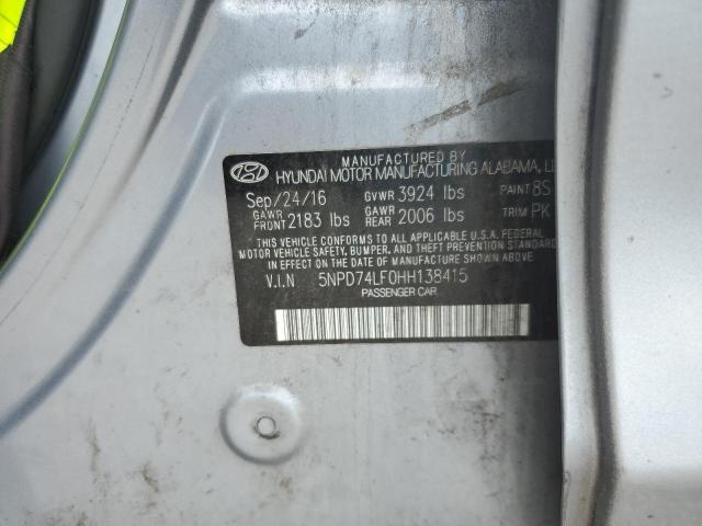 5NPD74LF0HH138415 Hyundai ELANTRA SE