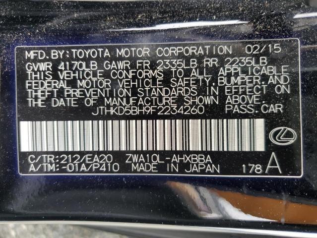 JTHKD5BH9F2234260 Lexus CT 200