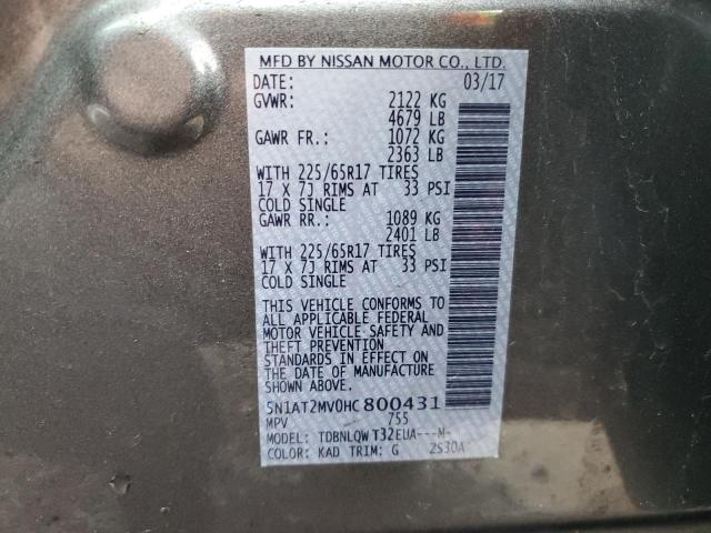 5N1AT2MV0HC800431 Nissan ROGUE SV