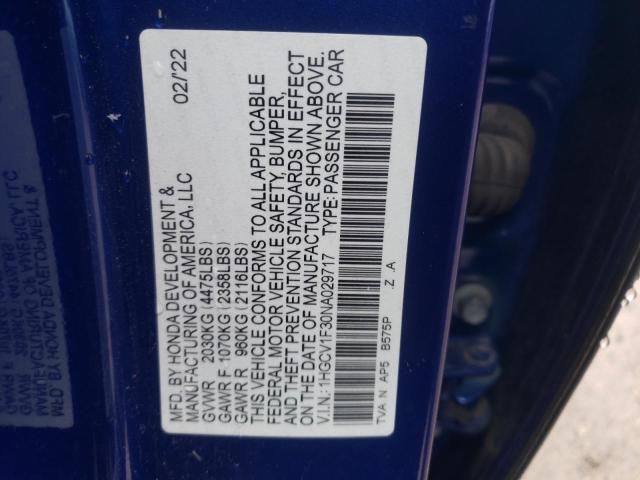 1HGCV1F30NA029717 Honda Accord Sport