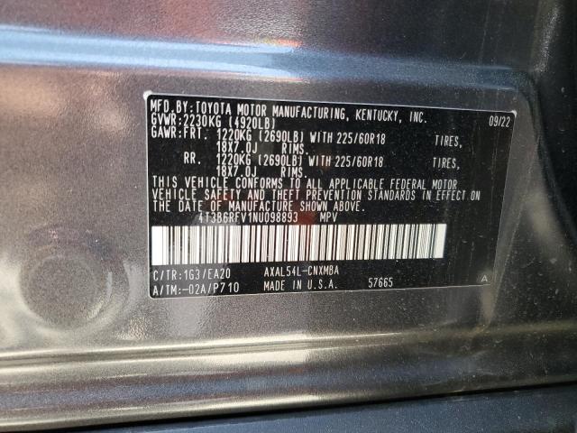 4T3B6RFV1NU098893 Toyota Rav4 Xle Premium