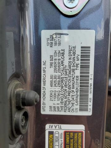 5J6RW2H82KL031838 Honda CR-V EXL