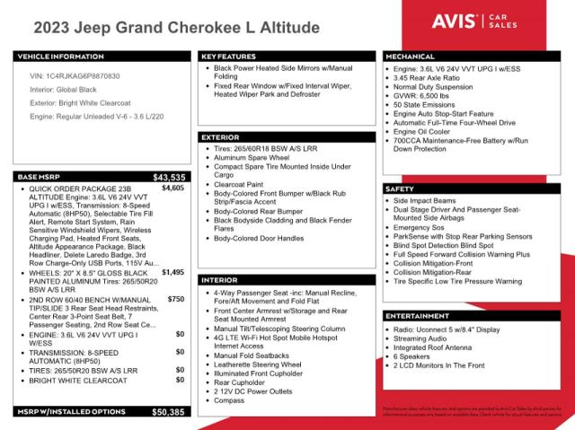 1C4RJKAG6P8870830 Jeep Grand Cherokee L Laredo