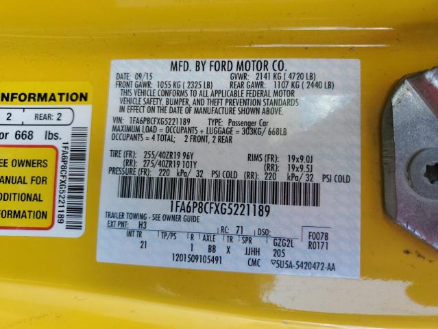 1FA6P8CFXG5221189 Ford MUSTANG GT