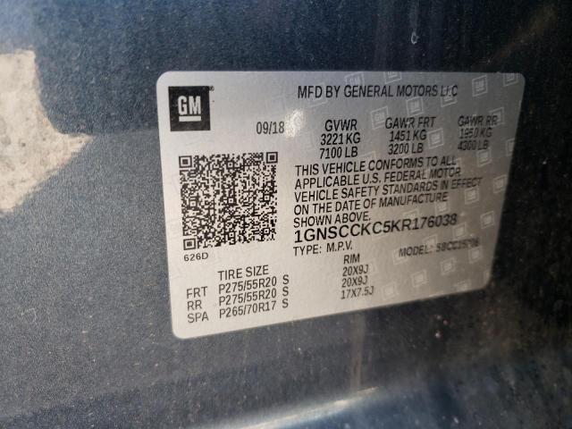 1GNSCCKC5KR176038 Chevrolet Tahoe C1500 Premier