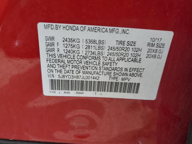 5J8YD3H87JL001442 Acura Mdx Advance