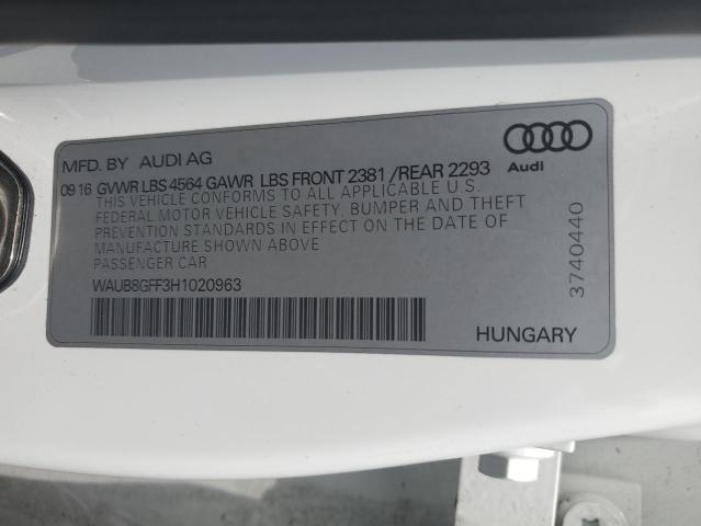 WAUB8GFF3H1020963 Audi A3 PREMIUM