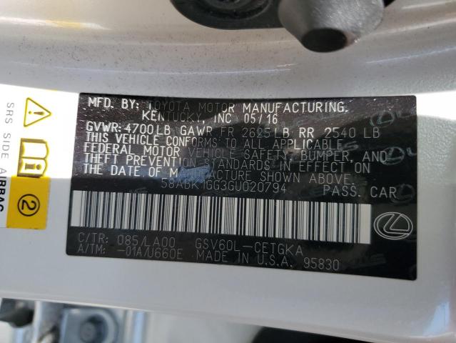 58ABK1GG3GU020794 Lexus ES 350