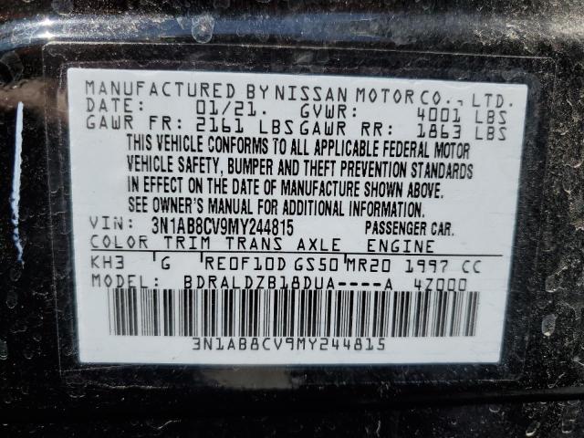 3N1AB8CV9MY244815 Nissan SENTRA SV