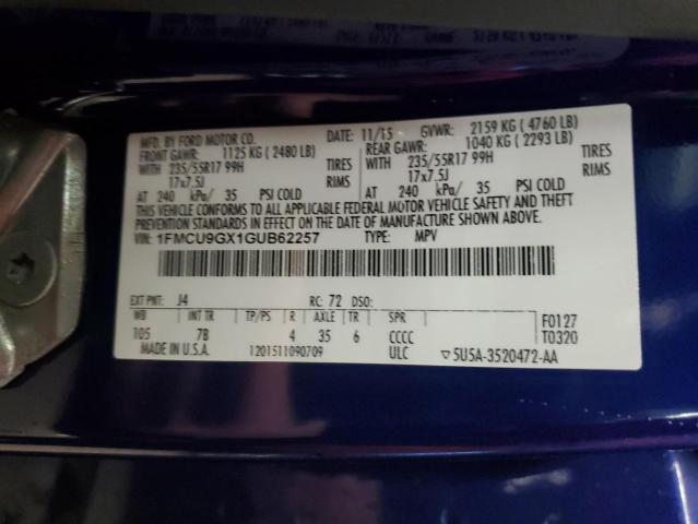 1FMCU9GX1GUB62257 Ford ESCAPE SE