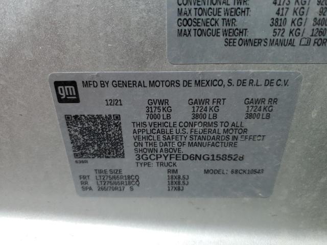3GCPYFED6NG158528 Chevrolet Silverado Ltd K1500 Lt Trail Boss