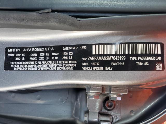 ZARFAMAN2M7643199 Alfa Romeo Giulia Spo