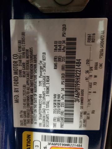 3FA6P0T99HR221484 Ford 2.0l gtdi premium fuel