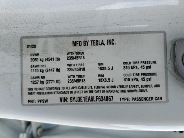 5YJ3E1EA6LF634067 Tesla MODEL 3