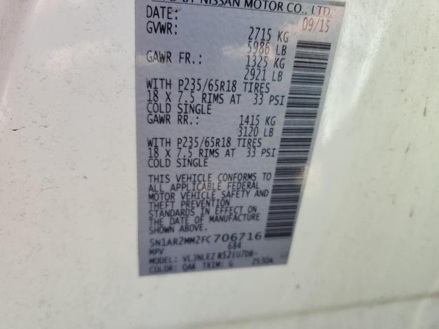 5N1AR2MM2FC706716 Nissan Pathfinder