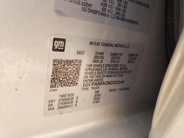 1GCPABEK2NZ521144 Chevrolet l3b