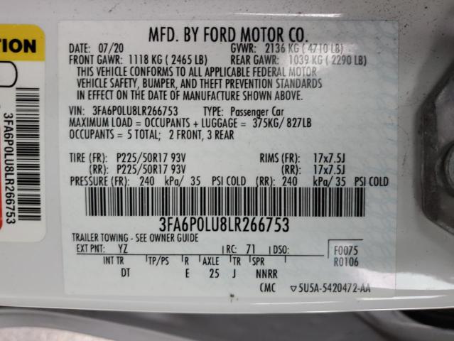 3FA6P0LU8LR266753 Ford FUSION SE