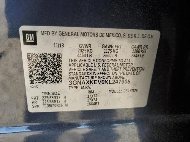 3GNAXKEV0KL247905 Chevrolet EQUINOX LT