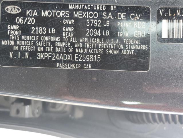 3KPF24ADXLE259815 KIA FORTE FE