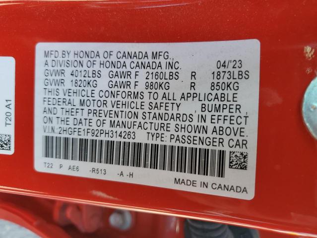 2HGFE1F92PH314263 Honda l15b7