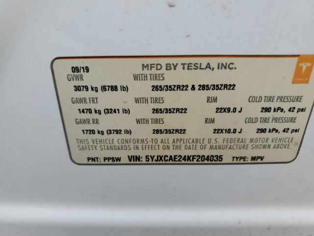 5YJXCAE24KF204035 Tesla MODEL X