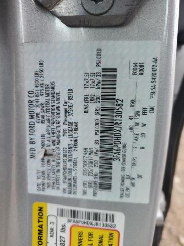 3FA6P0HDXJR130582 Ford FUSION SE