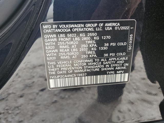 1V2JP2CA4NC519637 Volkswagen tsi