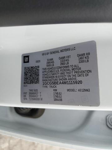 1GCGSBEA4M1115920 Chevrolet lcv - l4, sidi, dcvcp, vvt, e85 max , e0-e100, alum