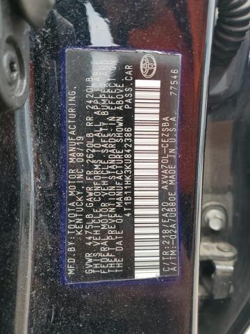 4T1B11HK3KU842386 Toyota CAMRY L